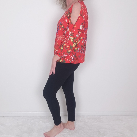 New York & Company Floral Cold Shoulder Blouse - Picture 3 of 12